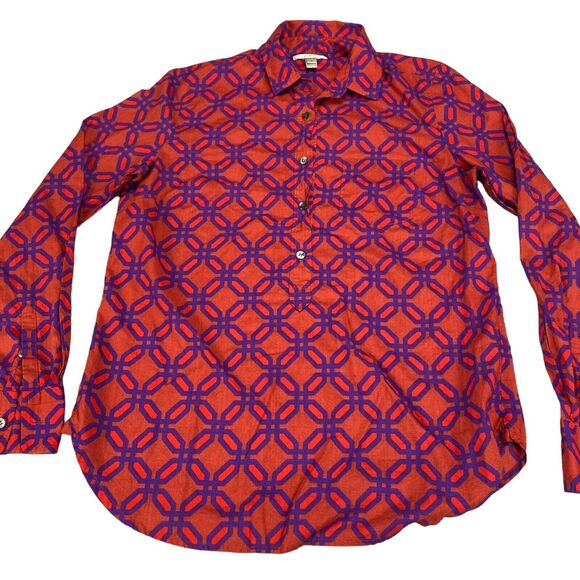 J.CREW Shirt Women's Size 4 Geometric Cotton Collared Button Down - Picture 9 of 13